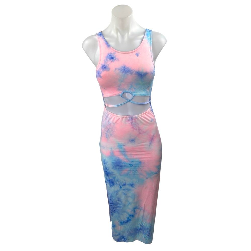 Paradise USA Multicolor Tie Dye Sleeveless Cutout Midi Tank Bodycon Dress Size S